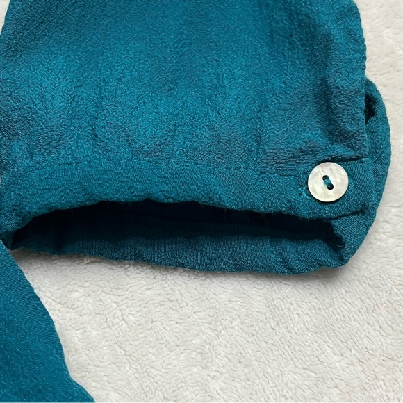 🖤Anthropologie Meadow Rue Teal Laurel Smock Top Blouse Keyhole Back - X-Small - Picture 7 of 9